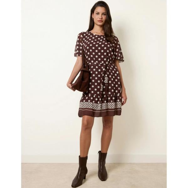 Blue Vanilla Polka Dot Short Sleeve Border Dress