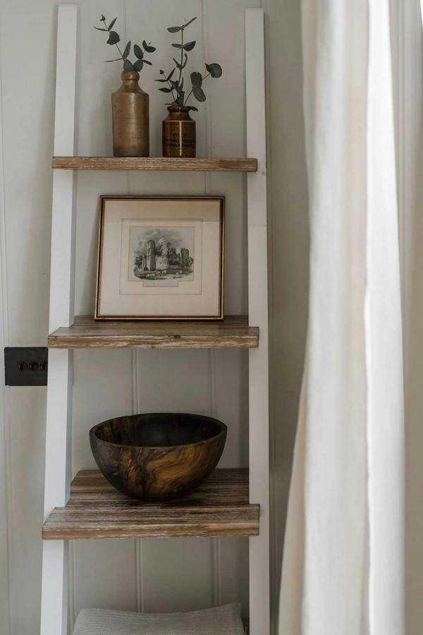 Statement Furniture Florence Ladder Shelf Wooden Shelving Unit Lean-Up Shelf