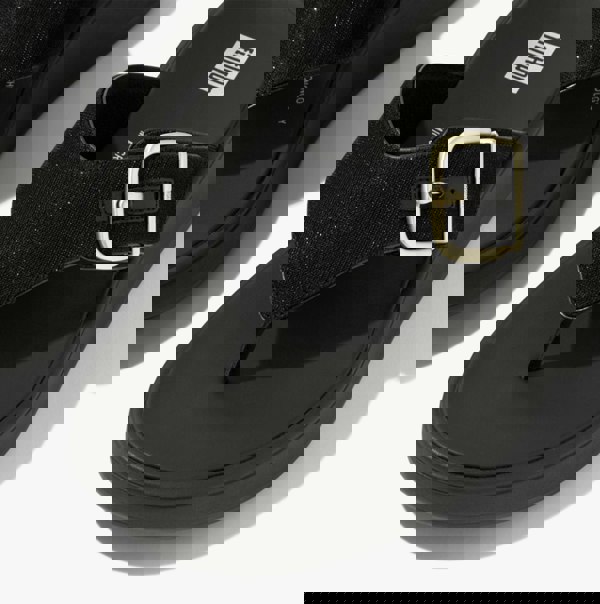 FitFlop F-MODE BUCKLE SHIMMERLUX FLATFORM Womens Toe Post Black