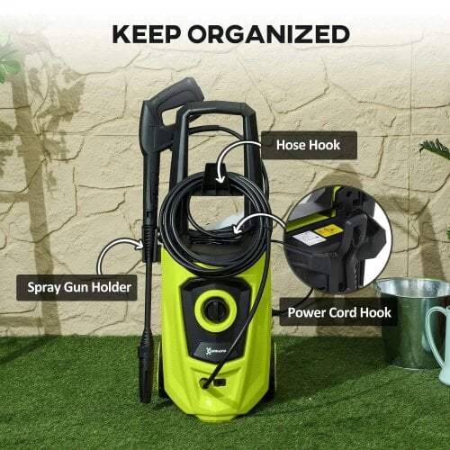 Bobobiy 1800W High Pressure Washer, 150 Bar Pressure, 510 L/h Flow, High-Performance Portable Power Washer Jet Wash Cleaner with 6M Hose, Green