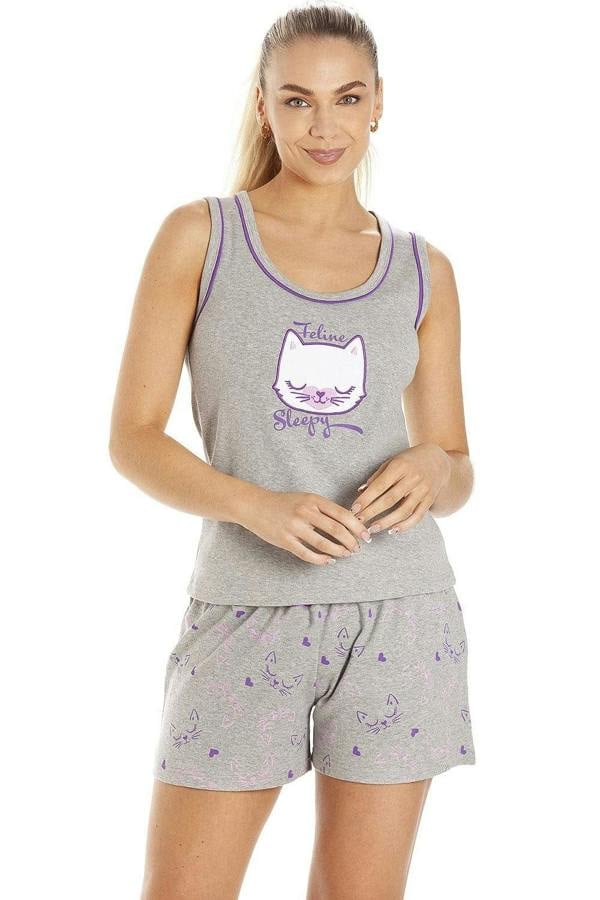 Womens Pug & Cat Short Pyjama Sets