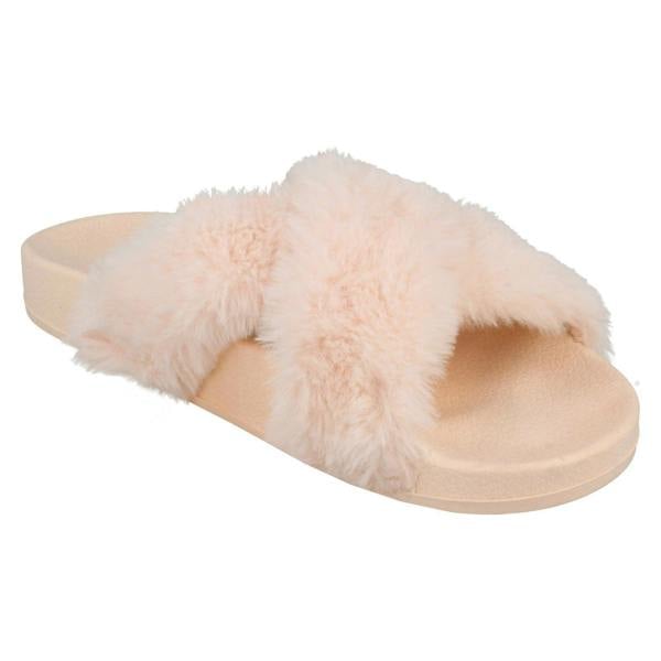 Spot On Ladies Spot On X Strap Fur Mules