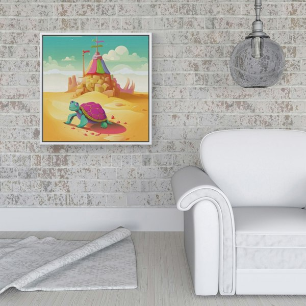 Warren Reed Turtle On A Beach Holiday Framed Canvas