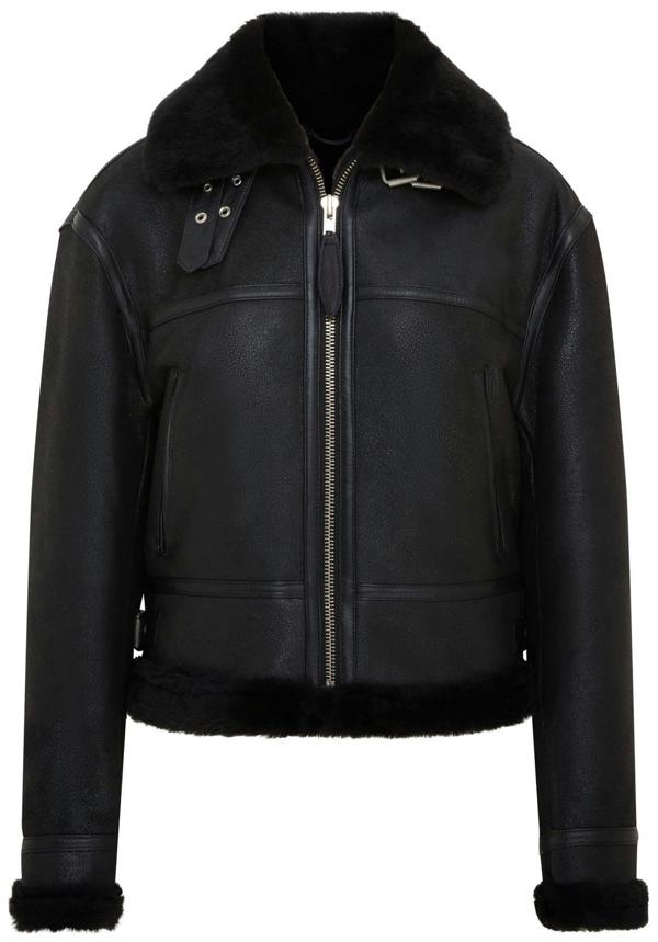 Infinity Leather Womens Black Bomber B3 Sheepskin Jacket -Akiak