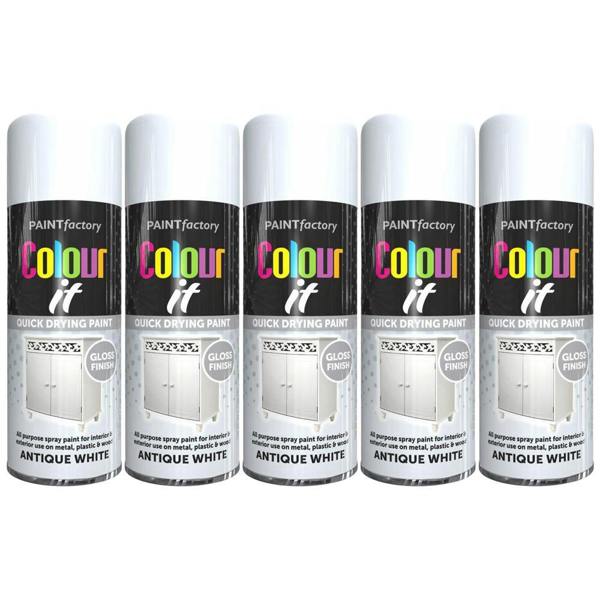 Paint Factory 5X Paint Factory Antique White Gloss Spray Paint 400ml