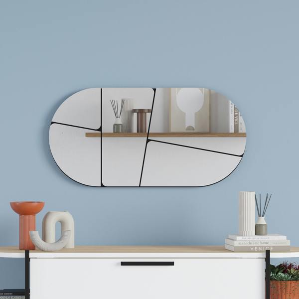 Decortie Otis Modern Unframed Mirror Wall-mounted Bathroom (H) 40cm (W)80cm