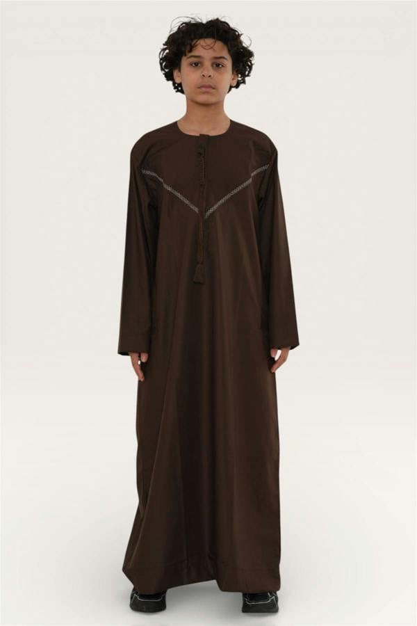Infinity Leather Kids Boys Moroccan Embroidered Djellaba Islamic Jubba Robe Tassel Ramadan Thobe