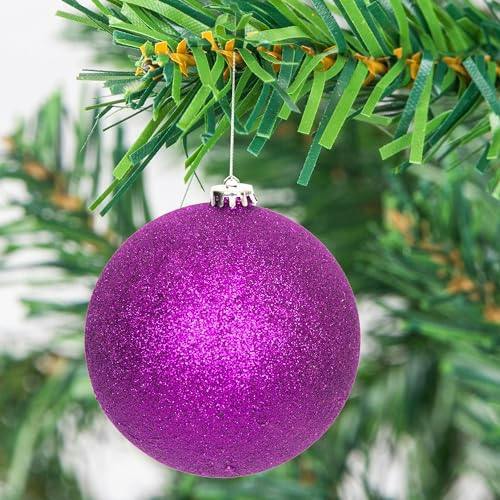 Shatchi 15cm Purple Shatterproof Christmas Baubles Set of 3 for Tree, Garland and Home Decor