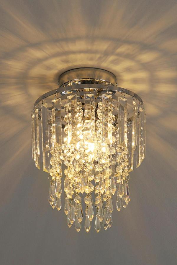 Living and Home Glamorous Crystal Cascade Chandelier with Chrome Accents