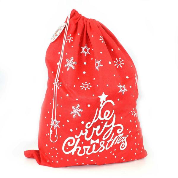 Festive Felt Santa Sack Variant Set with Merry Christmas Print and Drawstring Top image 1
