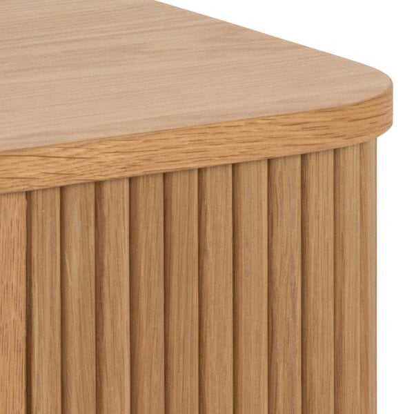 Wyld Haus Copenhagen Natural Oak Wood Etched Square Bedside Table 2 Tambour Doors
