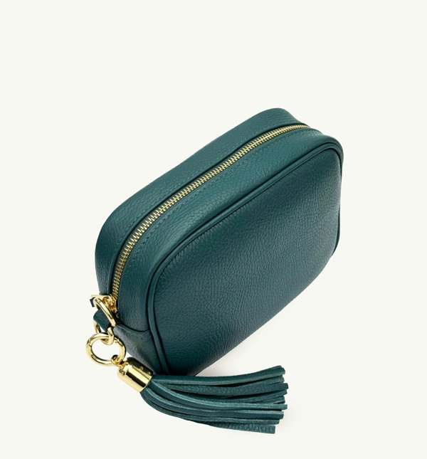 Apatchy London The Tassel Teal Leather Crossbody Bag