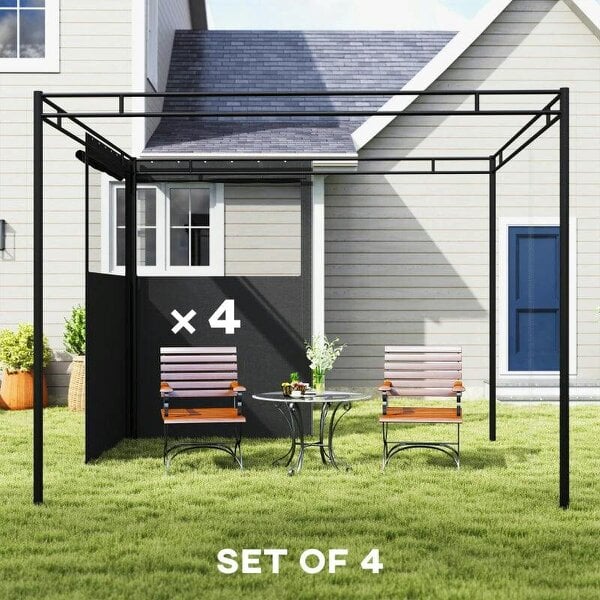 4 Pack Replacement Gazebo Curtains Privacy Panel for Most 3 x 3 m Gazebo, Outdoor Shelter Sidewalls, Dark Grey