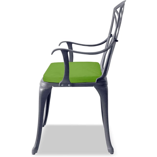 Centurion Supports OSHOWA Luxurious Garden and Patio Table and 2 Large Chairs with Armrests Cast Aluminium Bistro Set - Grey with Green Cushions