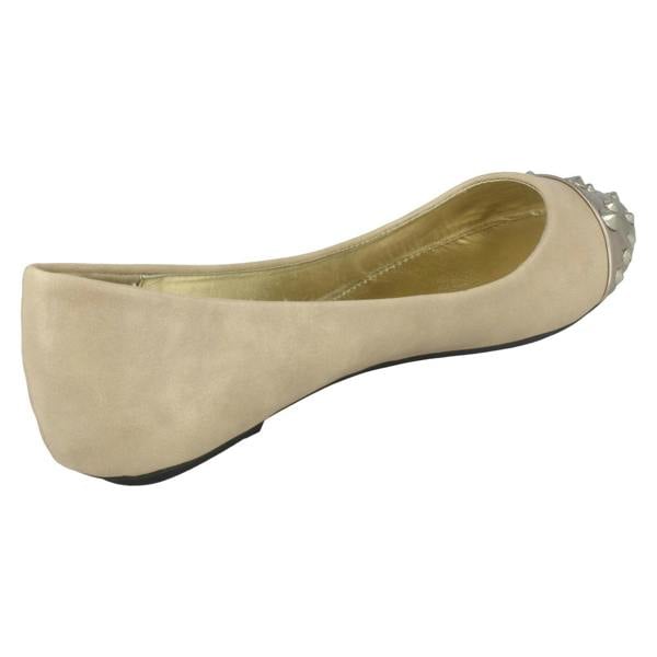 Spot On Ladies Spot On Flat Casual Ballerina Studded Metal Toecap