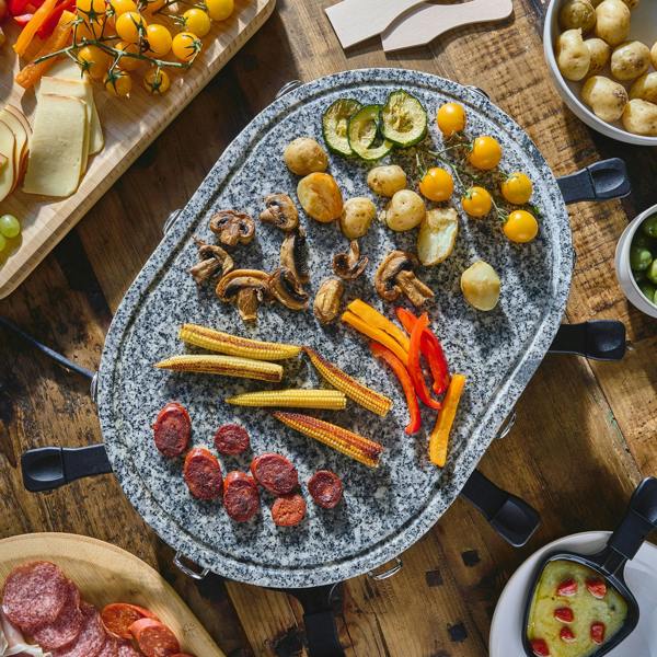 Cooks Professional Electric Raclette Grill with Natural Stone Plate | 8 Person