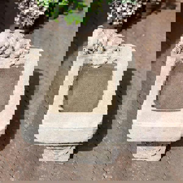 Stone Cast Small Birdbath Monk Buddha