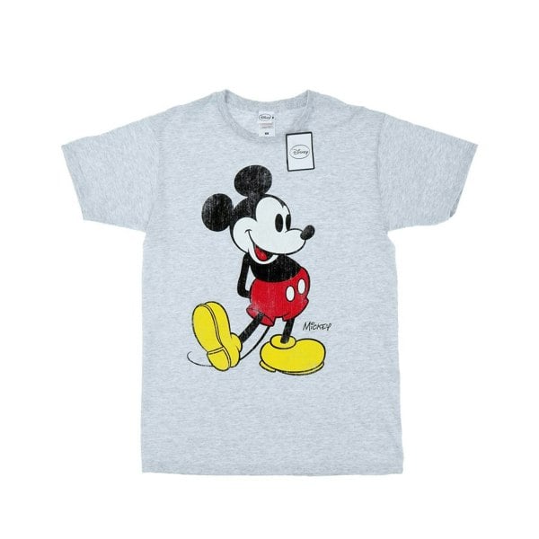 Disney Mens Mickey Mouse Classic Kick T-Shirt - Heather Grey