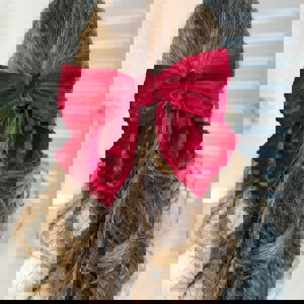 Red Hair Bow Velvet Hair Bow Hair Clip Hair Down