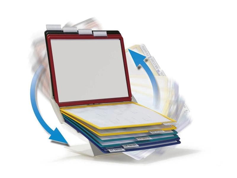 Durable VARIO PRO 10 Display Panel Desk Stand | 10 Panels | A4 Colour Coded