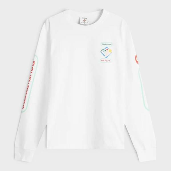 Casablanca Fuji Dream Screen Printed Long Sleeve T-Shirt White