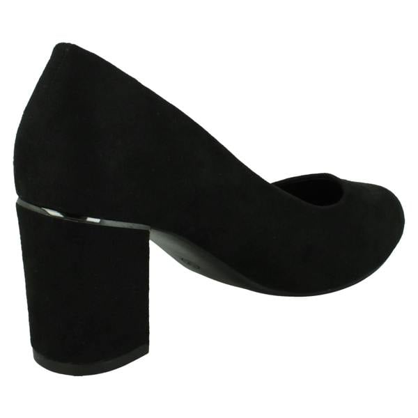 Anne Michelle Ladies Anne Michelle Mid Block Heel Court Shoe with Metal Heel Trim F90117