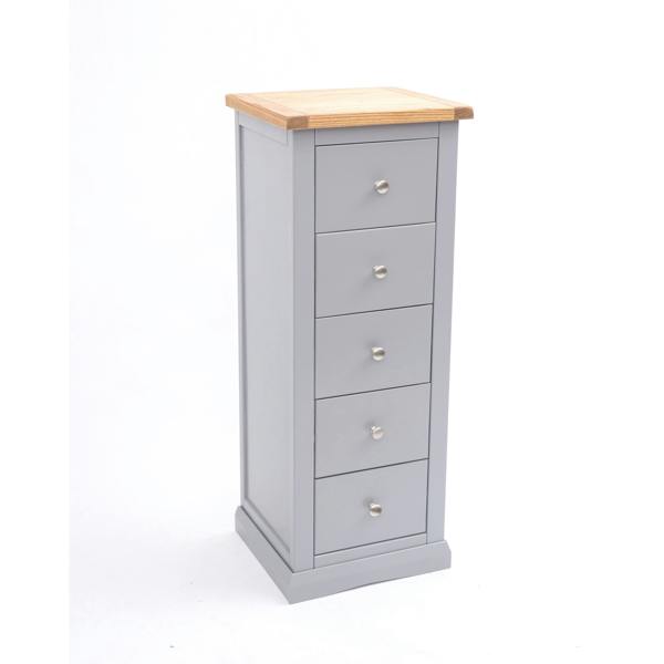 Cabinet Bits Rocca 5 Drawer Narrow Chest of Drawers Chrome Knob
