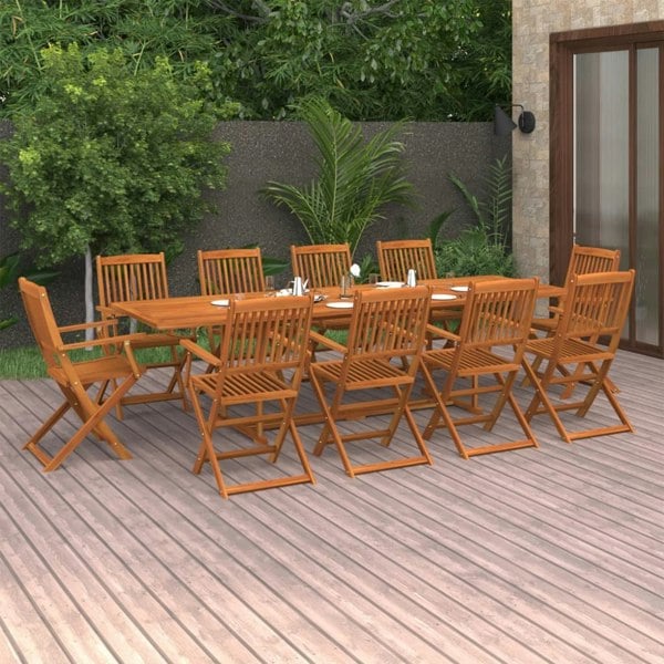 Berkfield 11 Piece Garden Dining Set Solid Acacia Wood