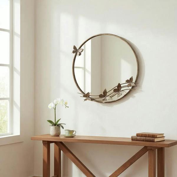 63CM ROUND METAL MIRROR