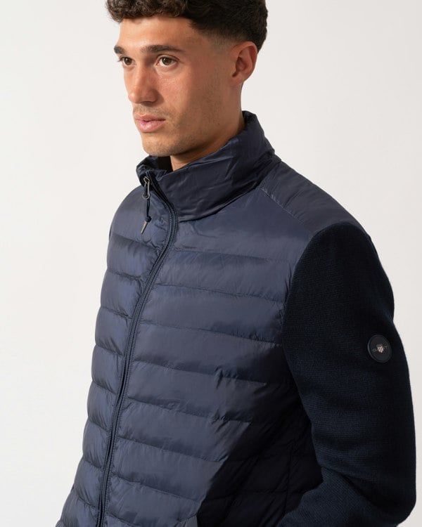 GANT Mens Mixed Media Hybrid Jacket - 433 Evening Blue