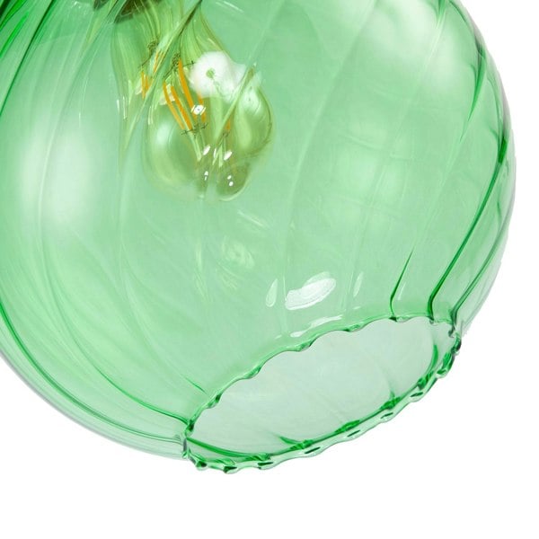 Chic Emerald Green Circular Fluted Glass Ceiling Pendant Light Shade Image 4