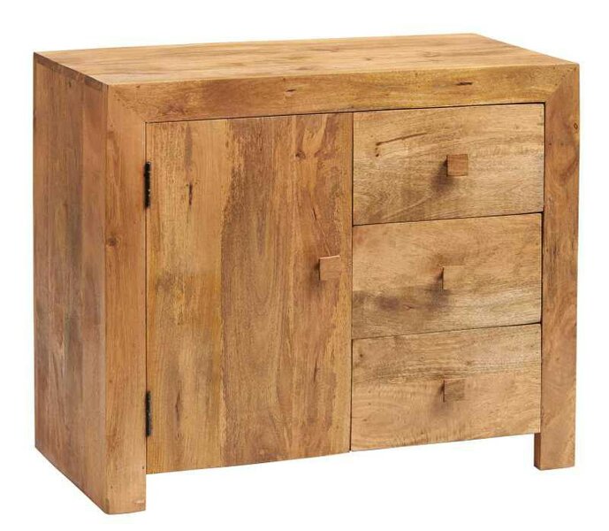 Wyld Haus Manila Light Mango Wood 3 Drawer Sideboard 1 Door