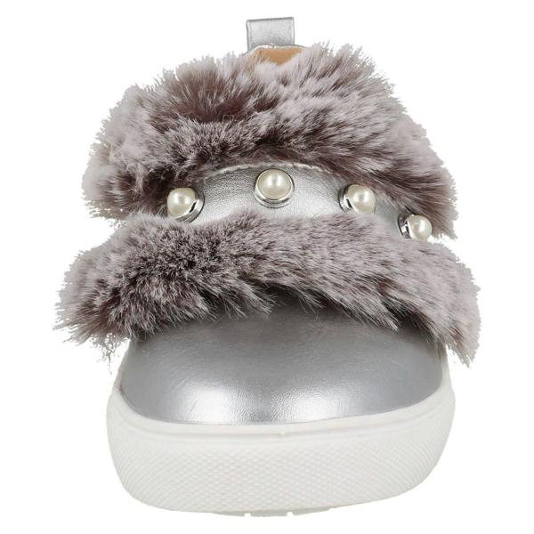 Spot On Girls Spot On Faux Pearl Strap Fur Trim Shoes