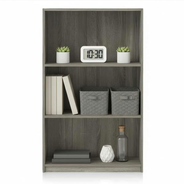 WALPLUS JAYA Simple Home 3-Tier Adjustable Shelf Bookcase, French Oak Grey | Luxury Wall Decor for Living Room & Bedroom