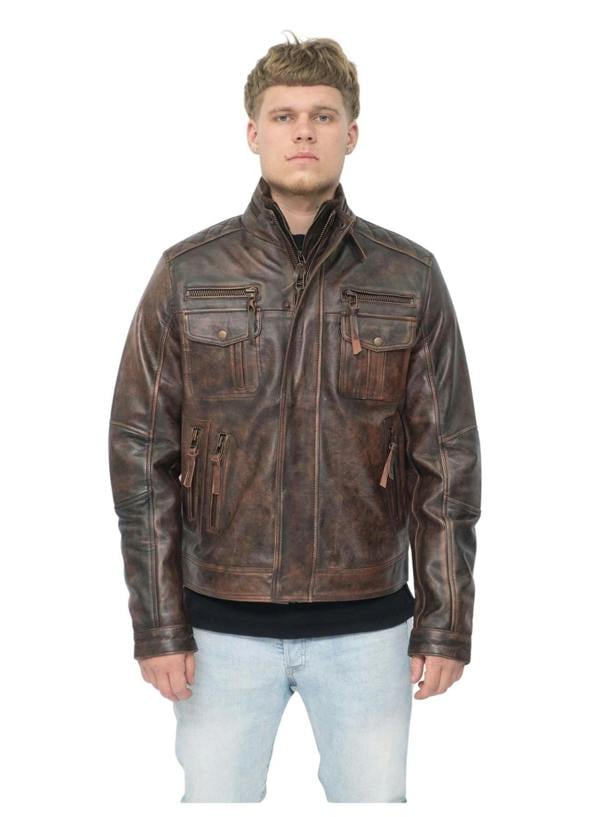 Infinity Leather Men's Leather Retro Biker Jacket-Toronto