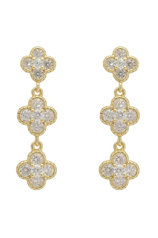 Latelita Mini Triple Clover Drop Earrings Gold