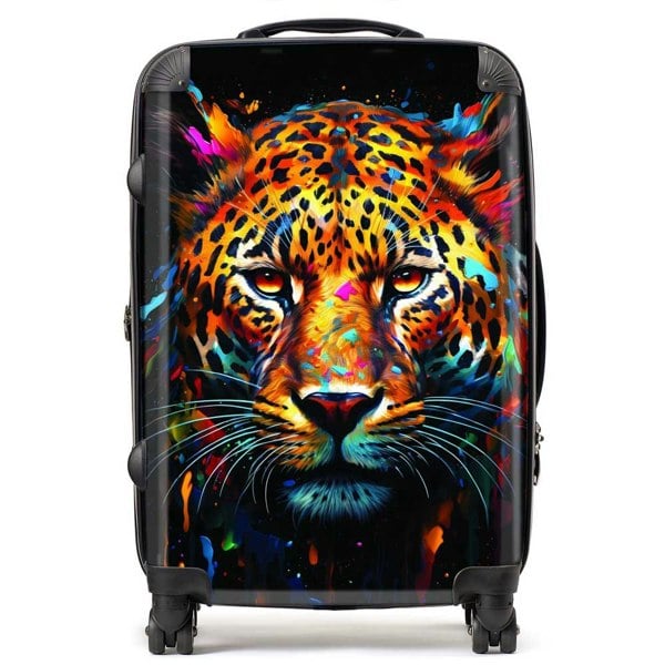 Warren Reed Splashart Leopard Face Suitcase