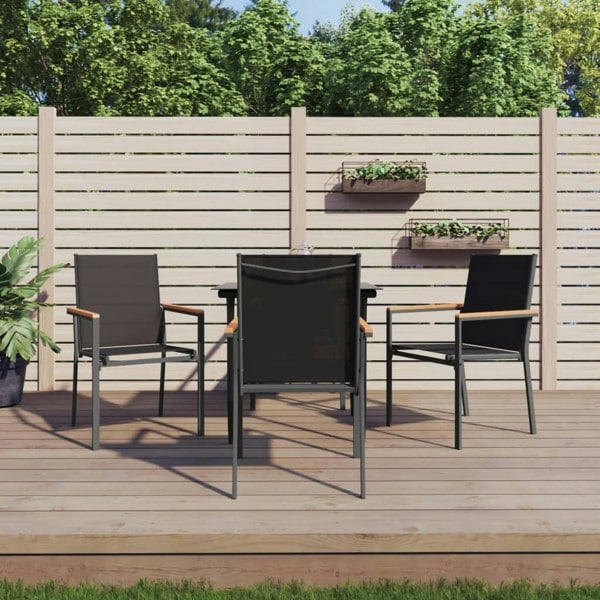 Berkfield 5 Piece Garden Dining Set Black Textilene and Steel