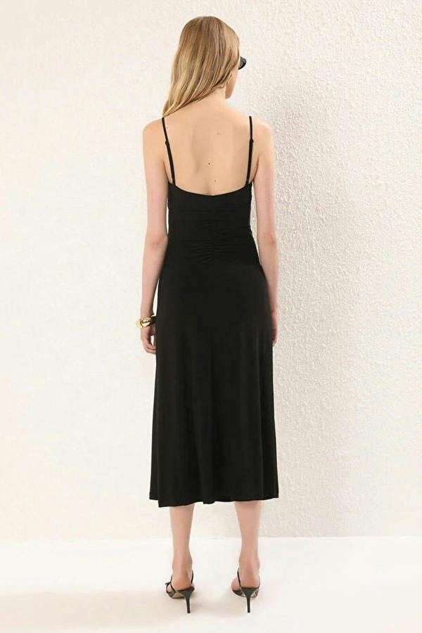 WOVCOR Strappy Backless A-line Maxi Knit Dress