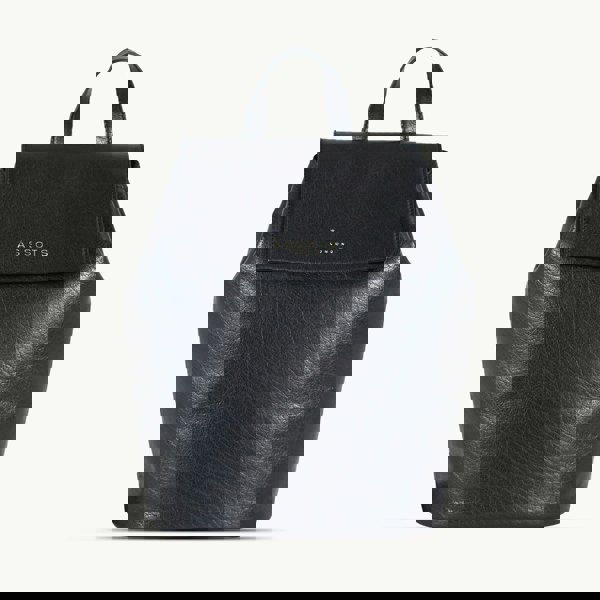 Assots London 'JERMYN' Classic Black Full Grain Leather Flap-over Backpack