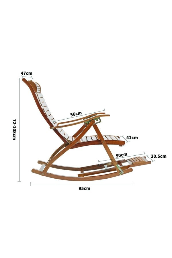 Living and Home Bamboo Foldable Recliner Lounge Rocking Chair