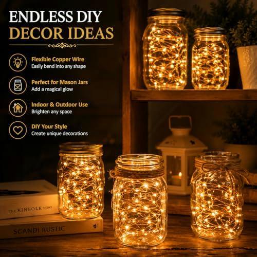 4m Warm White LED Battery Operated String Lights with Gold Copper Wire, 40 Mini LEDs, 2 Pack image 5
