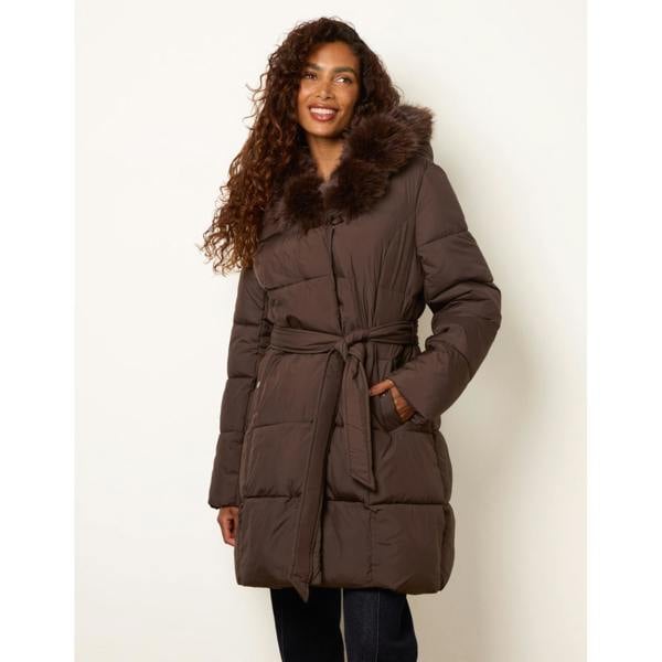 Blue Vanilla Pelted Faux Fur Short Puffer