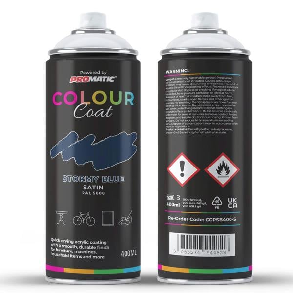 Colour Coat Stormy Blue RAL 5008 Satin Spray Paint 400ml