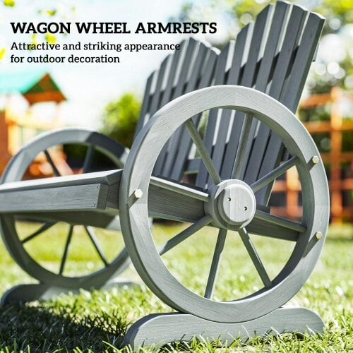 Wyld Haus Zittuso Fir Grey Wood Garden Loveseat With Wagon Wheel Style Armrests