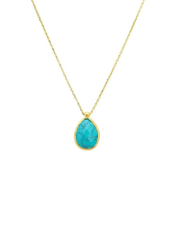 Petite Drop Necklace Gold Arizona Turquoise - LATELITA Necklaces