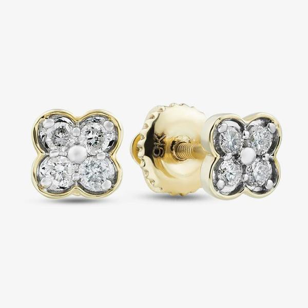 T. H. Baker 9ct Yellow Gold 0.12ct Diamond Flower Stud Earrings THE46493-12