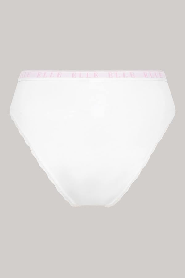 ELLE Multi Pack (3) Cotton Lace Trim Tipped Brazilians