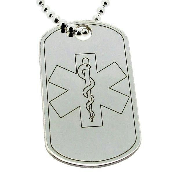 Christopher James of London Sterling Silver Medical Alert Snake Large Dog Tag With Engraving