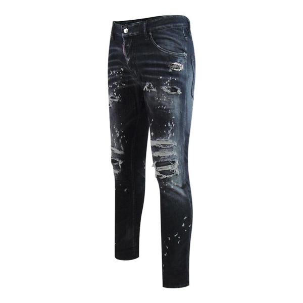 Dsquared2 Skater Jean Reinforced Ripped Paint Splatter Black Wash Jeans